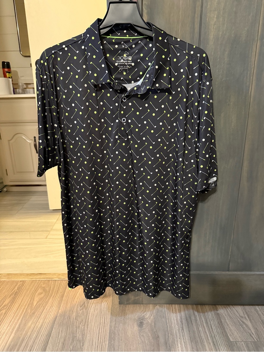 Amazon Men’s Black Polo with Lime and White Tee Print